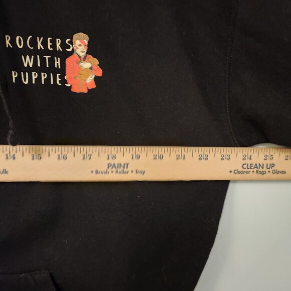 DOGS LIMITED ROCKERS WITH PUPPIES Black Hoodie Ozzie Bowie‎ Bono Sz Large EUC - Picture 11 of 15